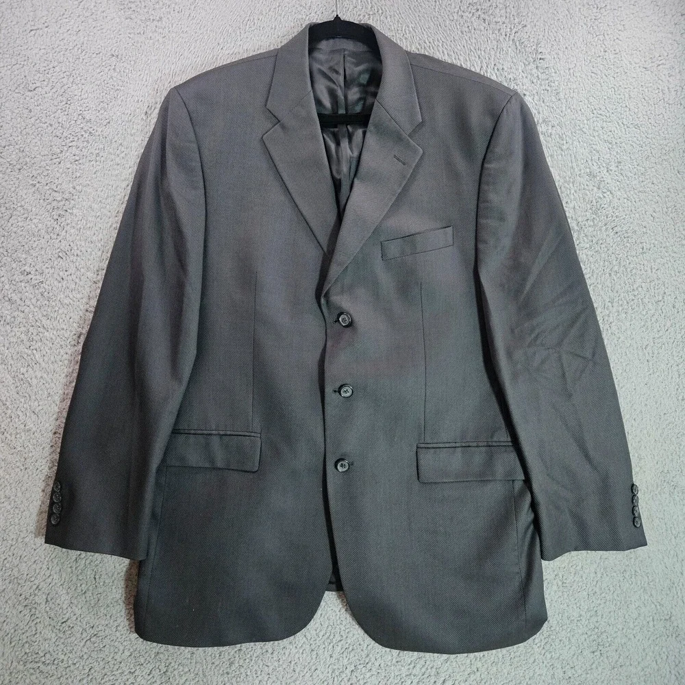 Ralph Lauren Suit Blazer Sport Coat Men 44L 100% Wool Textured‎ Gray